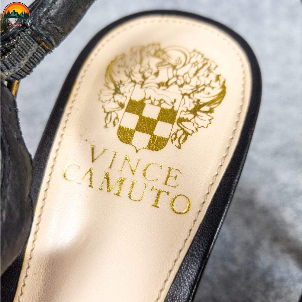 Vince Camuto Stefania Slingback Stiletto Heels Black Leather Women's Size 7.5 M - Picture 11 of 13